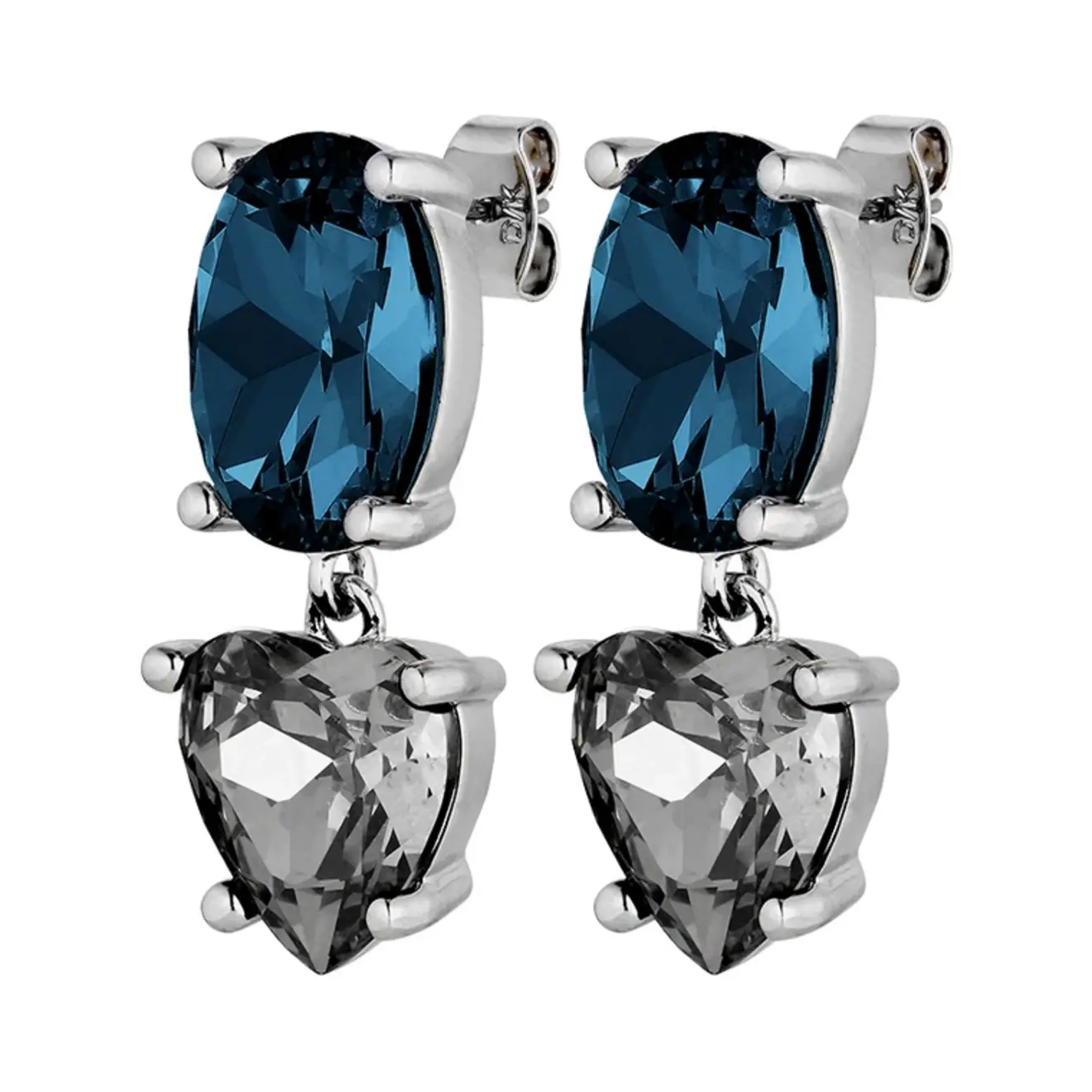 Anett blauw/grijze oorbellen zilver