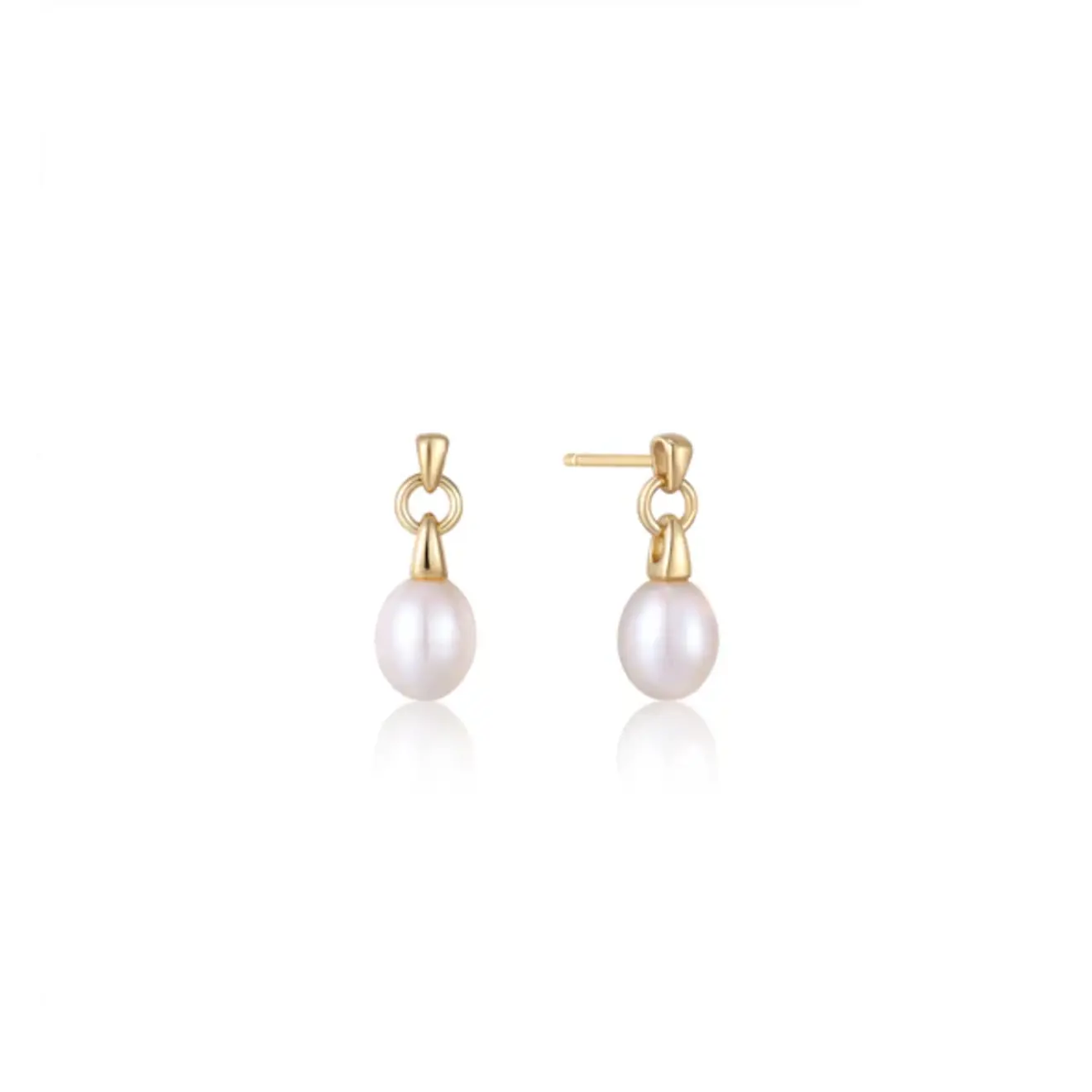 Pearl drop stud oorbellen goud