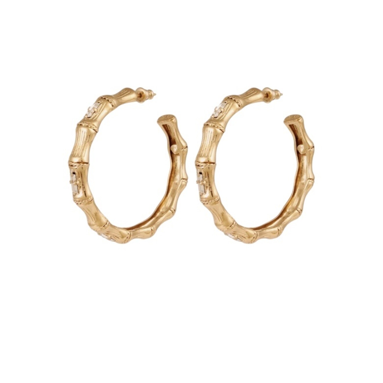 Bamboo strass hoop oorbellen goud