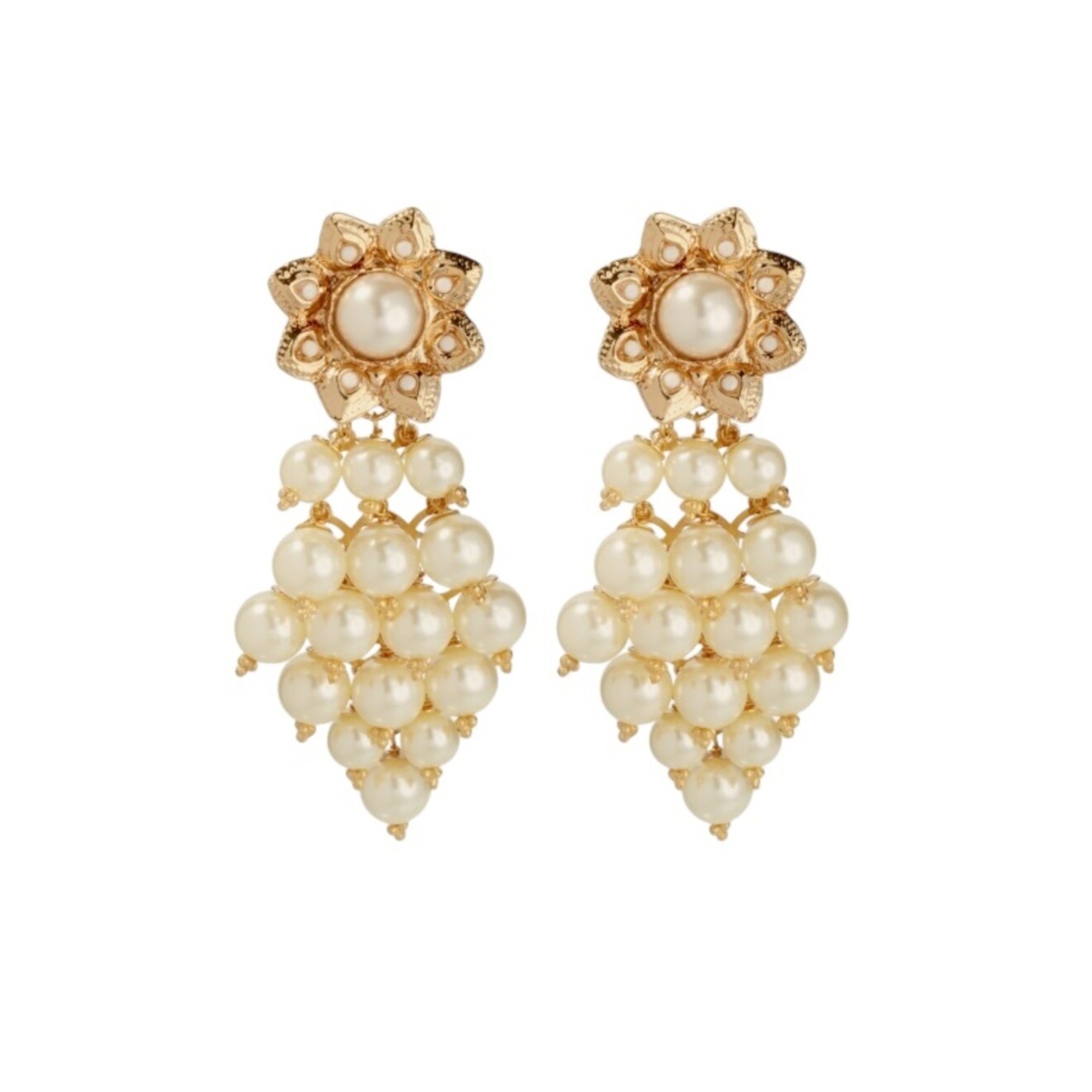 Uva Pampillis oorbellen goud parels CLIPS