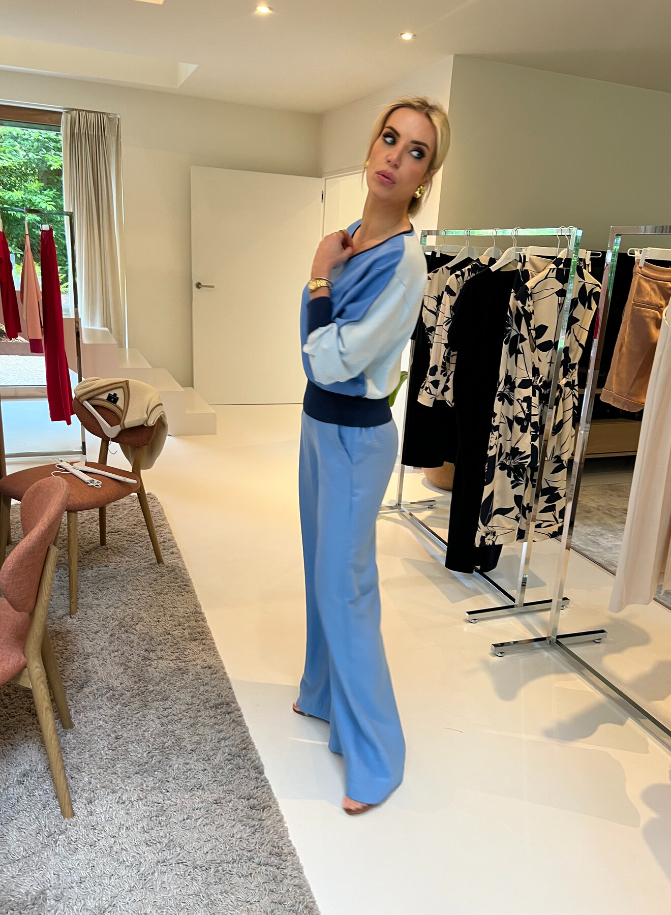 Luta blauwe broek met rekker achteraan