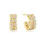 Double row witte cubic zirconia Bezel Set Stud oorbellen goud