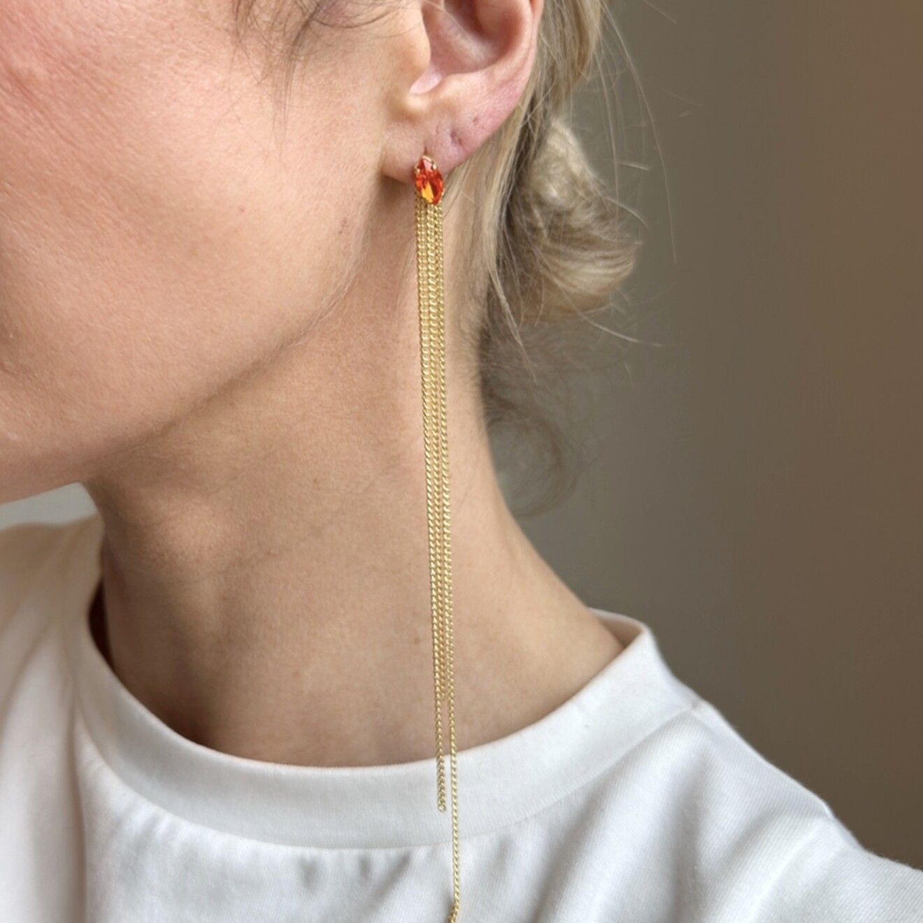 Valesca oorbellen koraal ketting goud