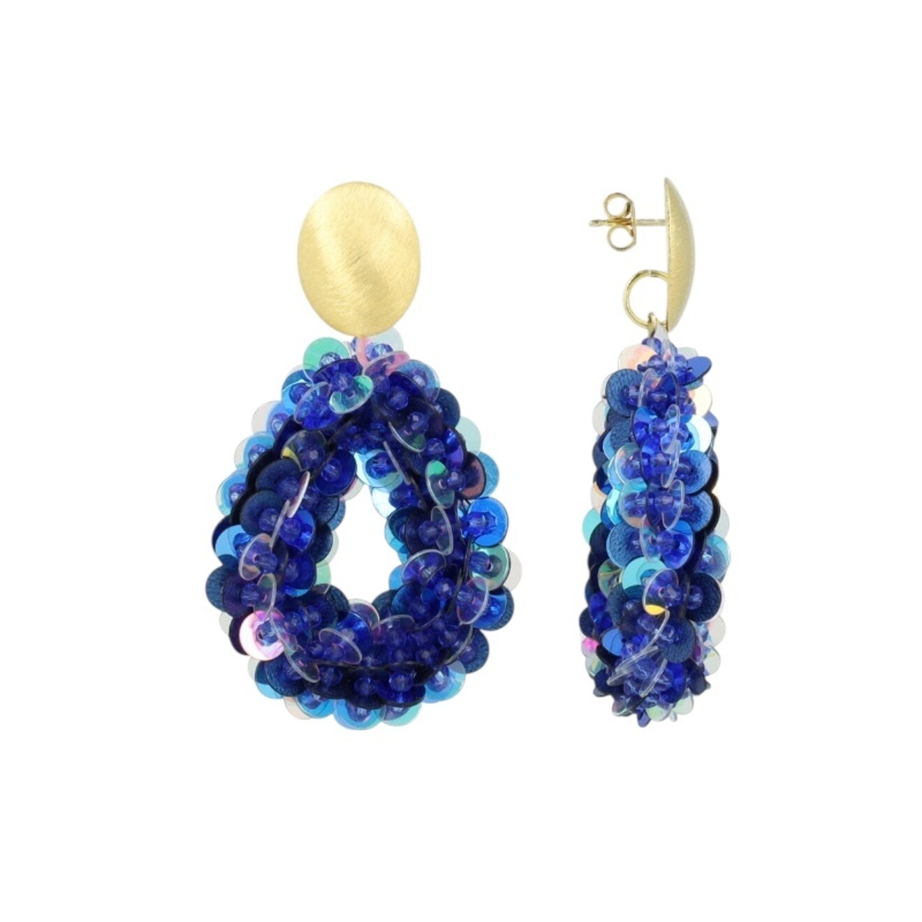 Blauwe Oorbellen Fenna Sequin Drop M