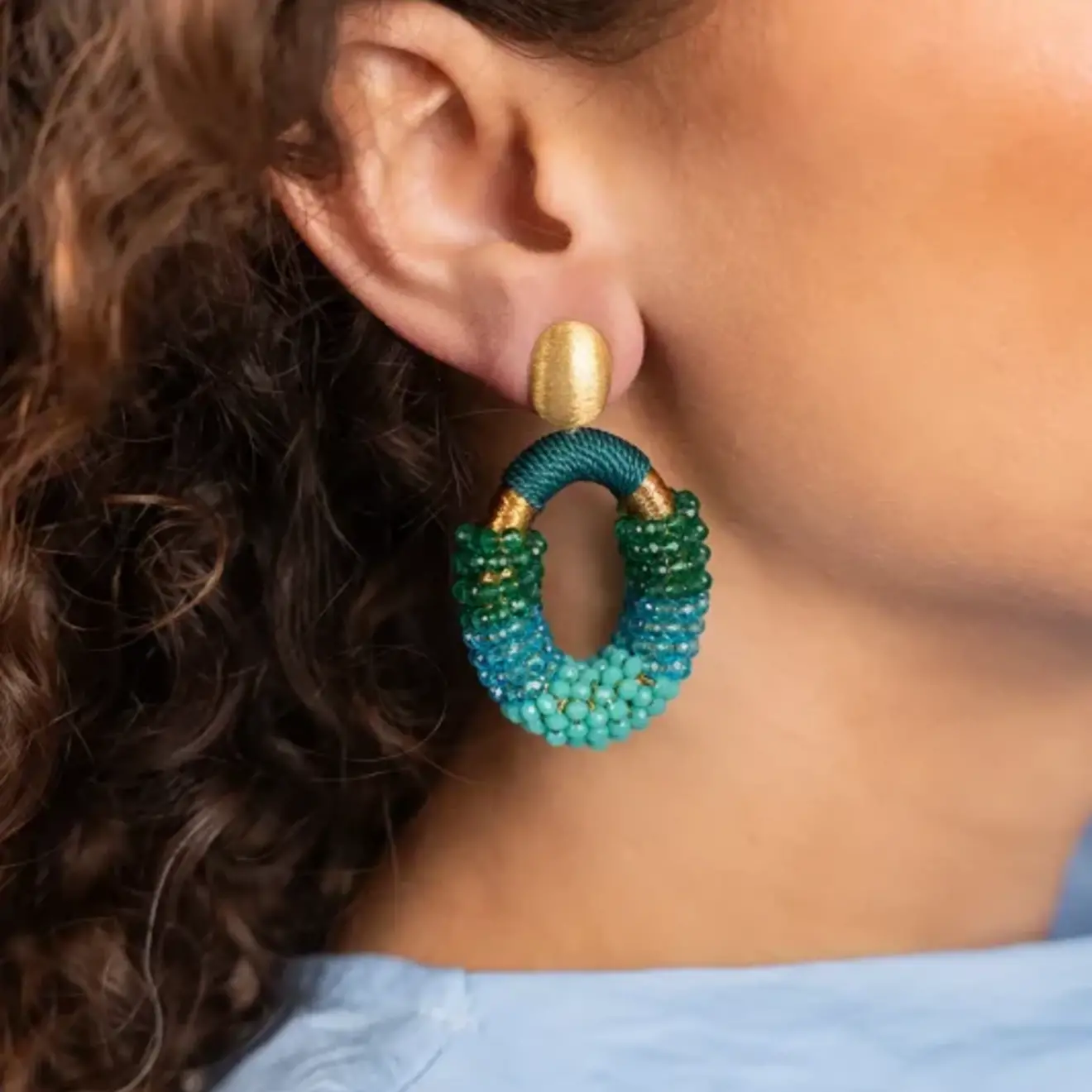 Groene Oorbellen Yara Combi Oval M