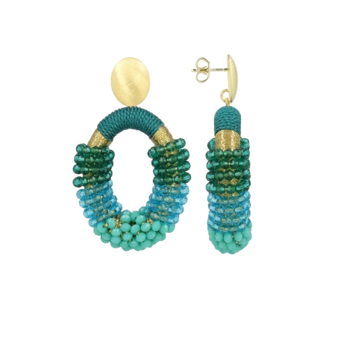 Groene Oorbellen Yara Combi Oval M