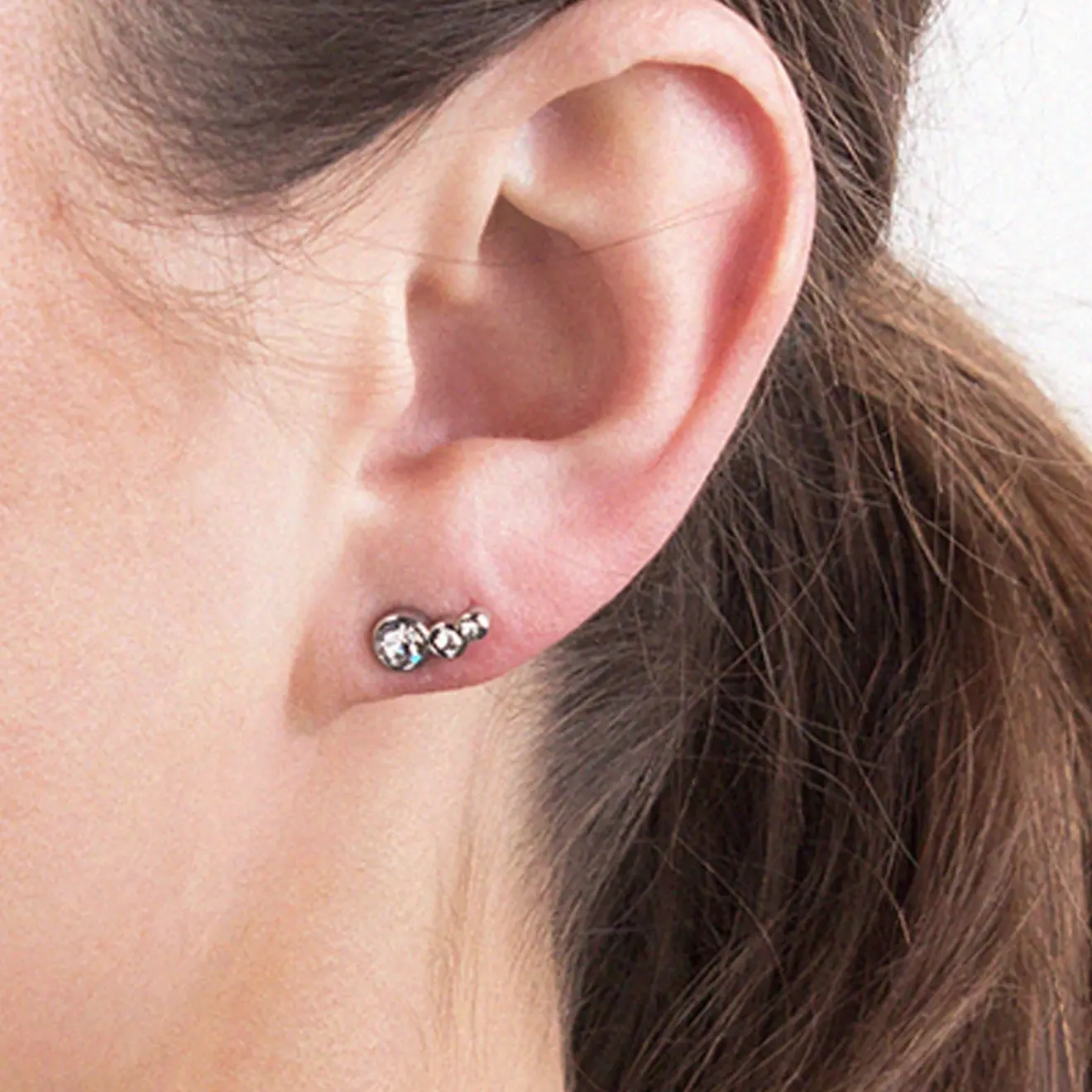 Lini crystal stud oorbellen zilver