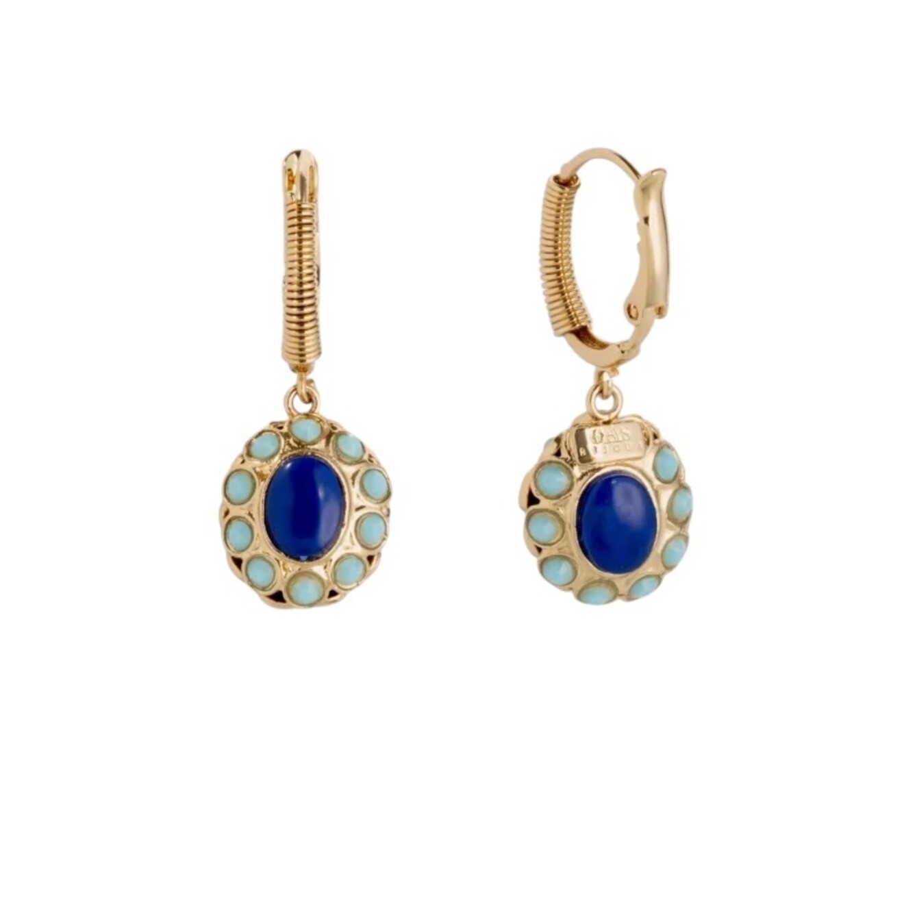 Tao splash oorbellen blauw goud