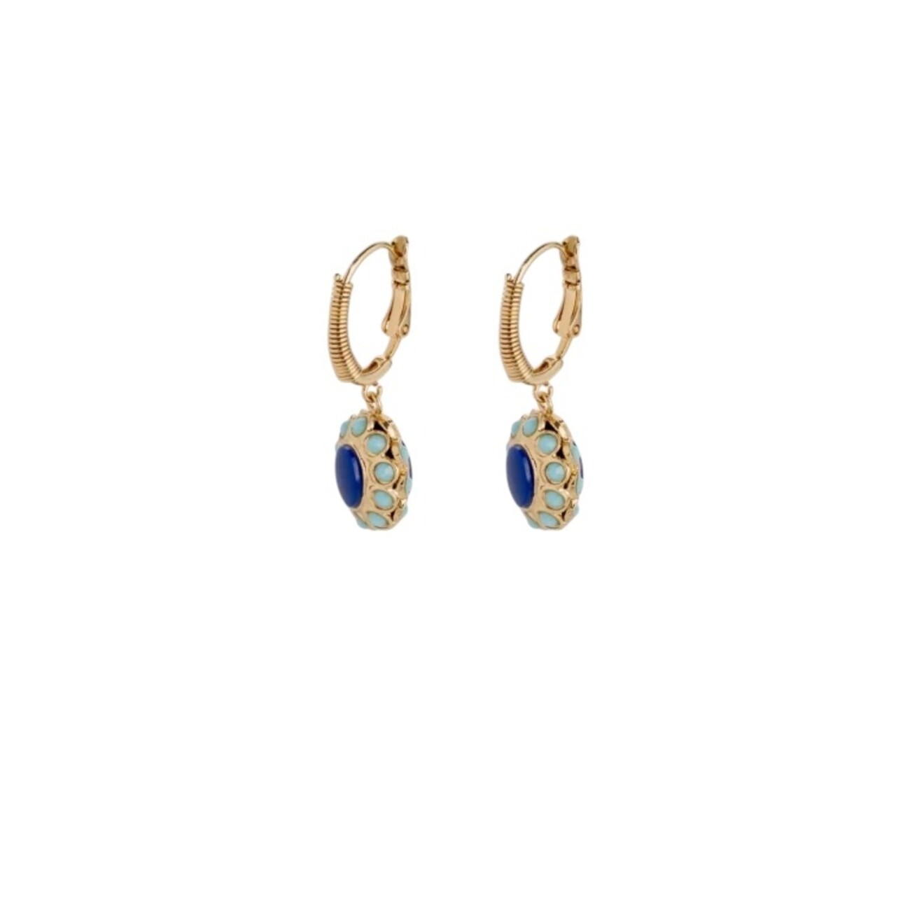 Tao splash oorbellen blauw goud