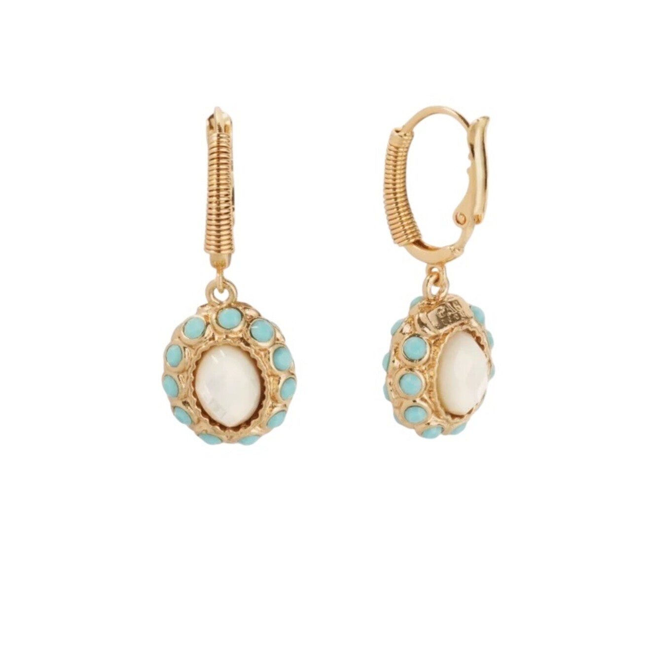 Tao splash oorbellen mother of pearl turquoise