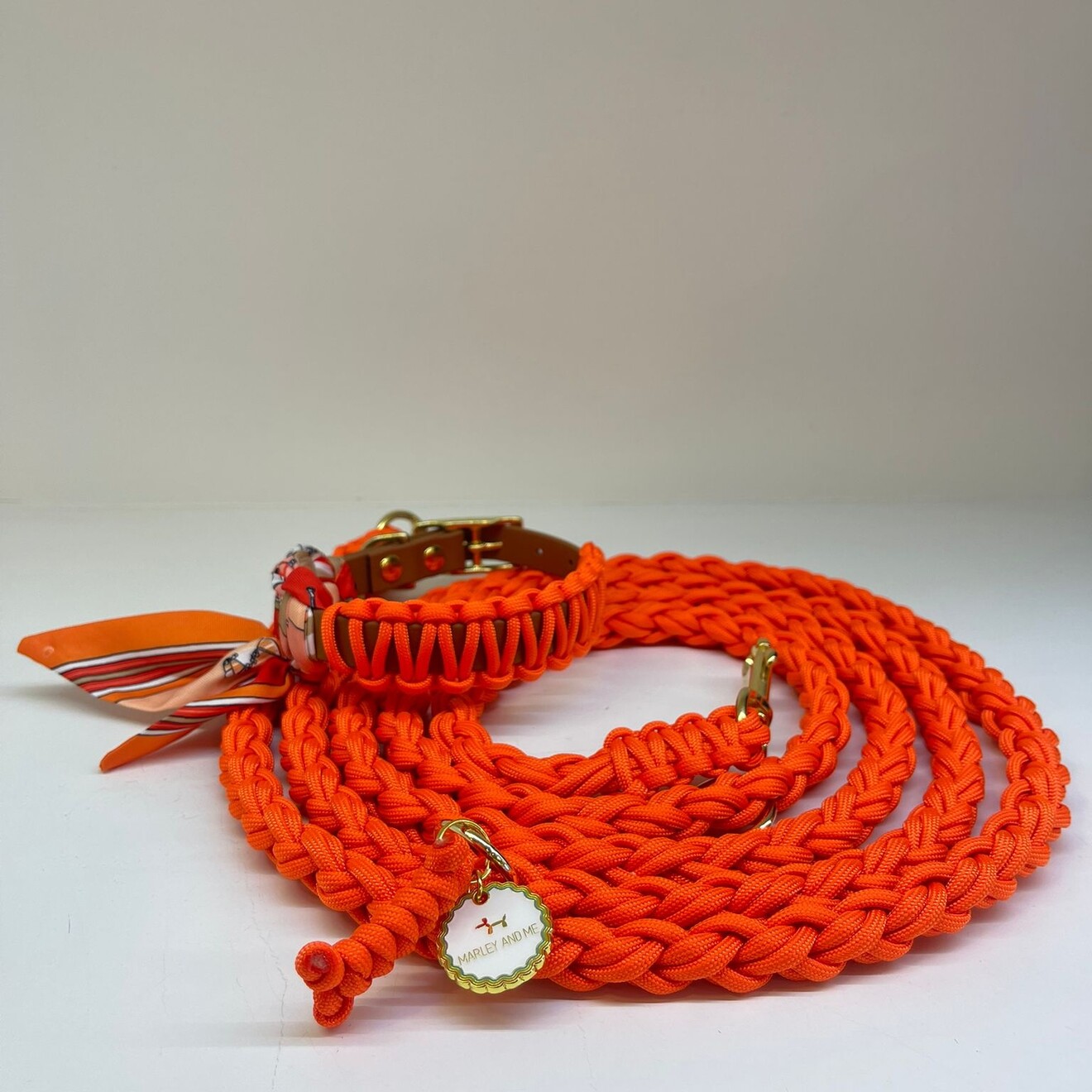 Gevlochten hands free leiband fire orange L