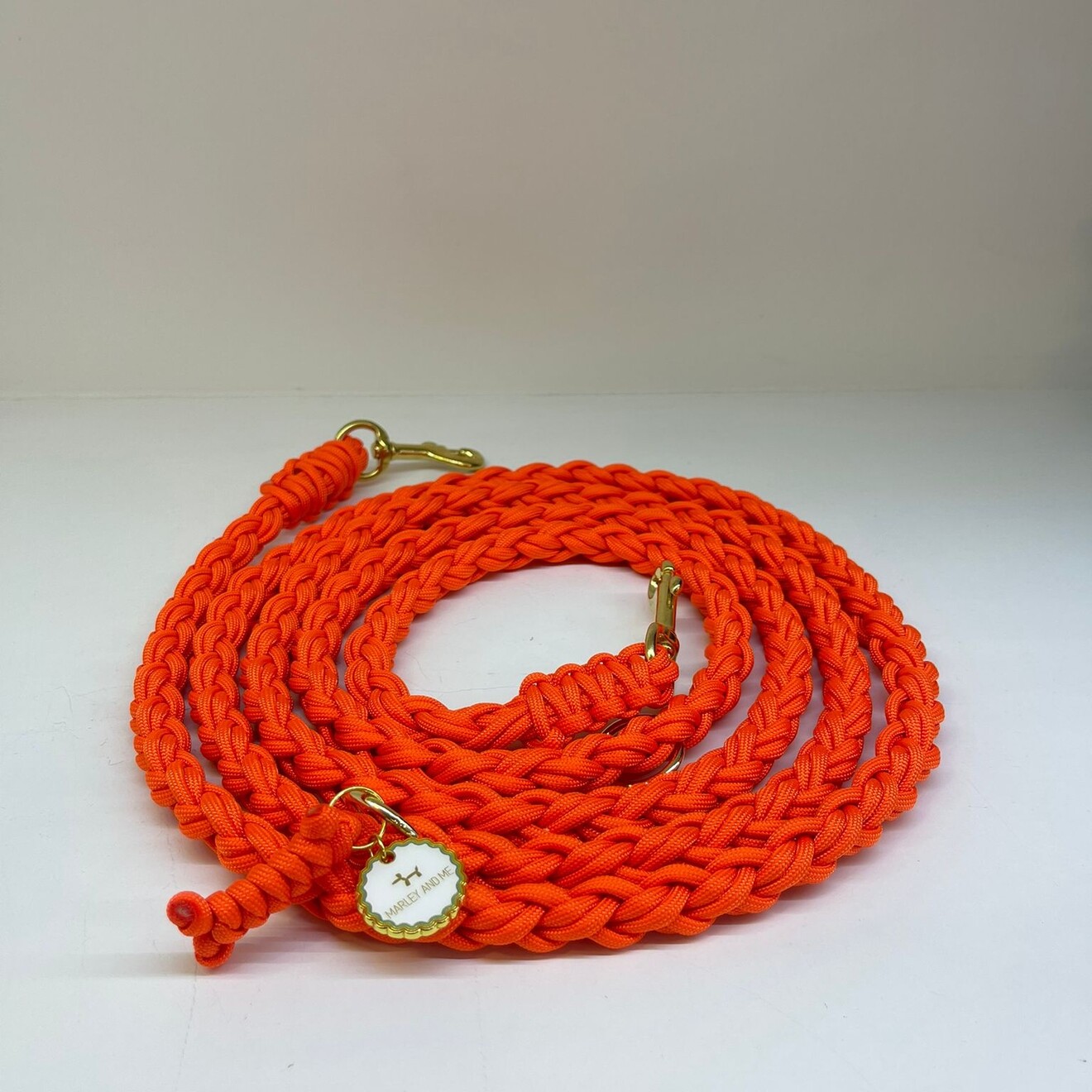 Gevlochten hands free leiband fire orange L