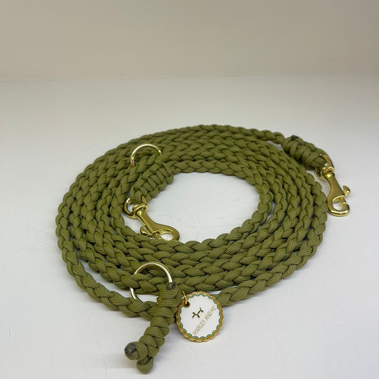 Gevlochten hands free leiband Froggy green S