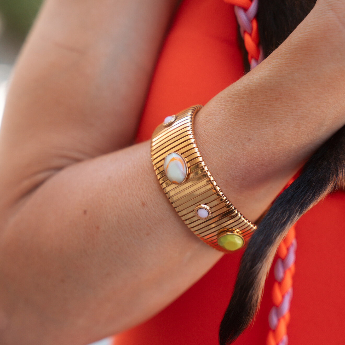 Strada armband groen detail goud