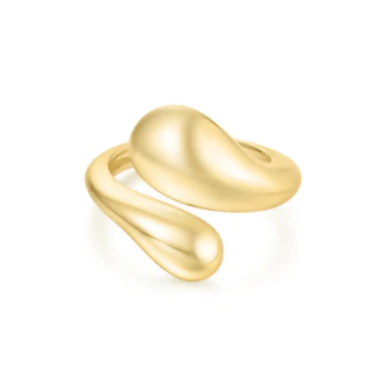 Gold sculptural crossover ring goud