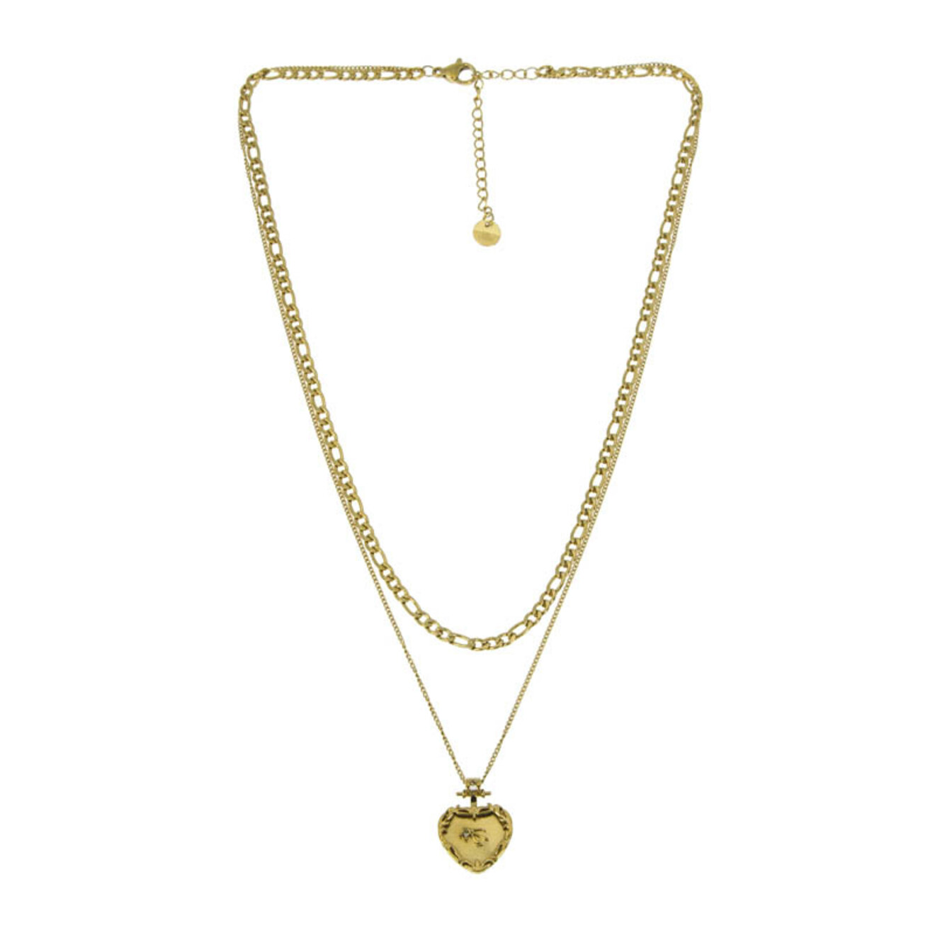 Inke dubbele hart ketting goud