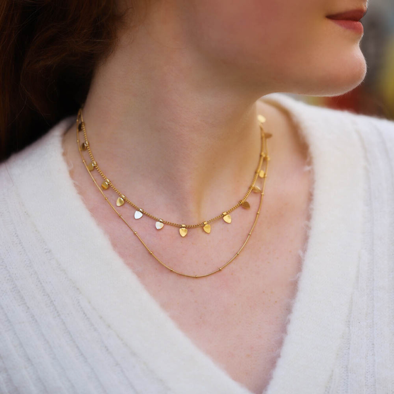 Nora dubbele ketting met hartjes