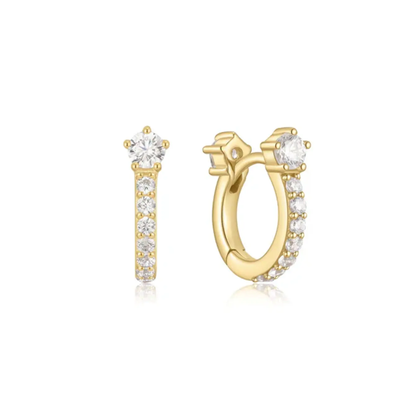 Sparkling pavé huggie hoop oorbellen goud