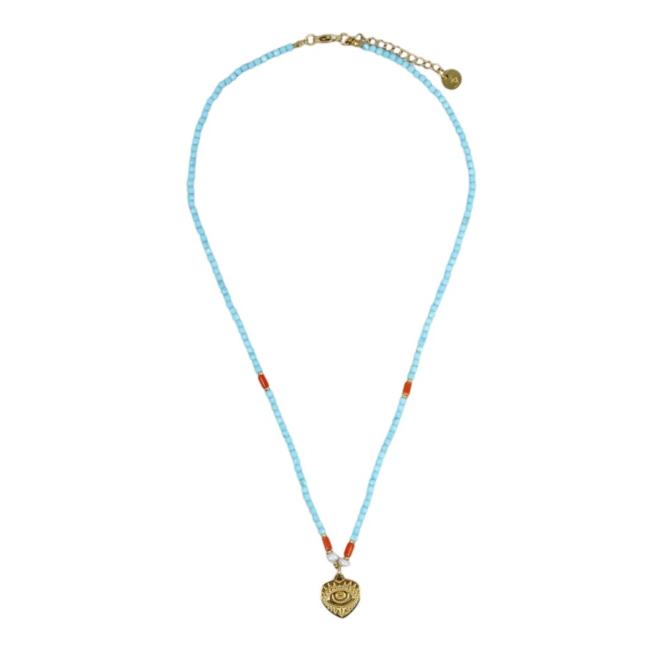 Soraya ketting turquoise rood accent goud