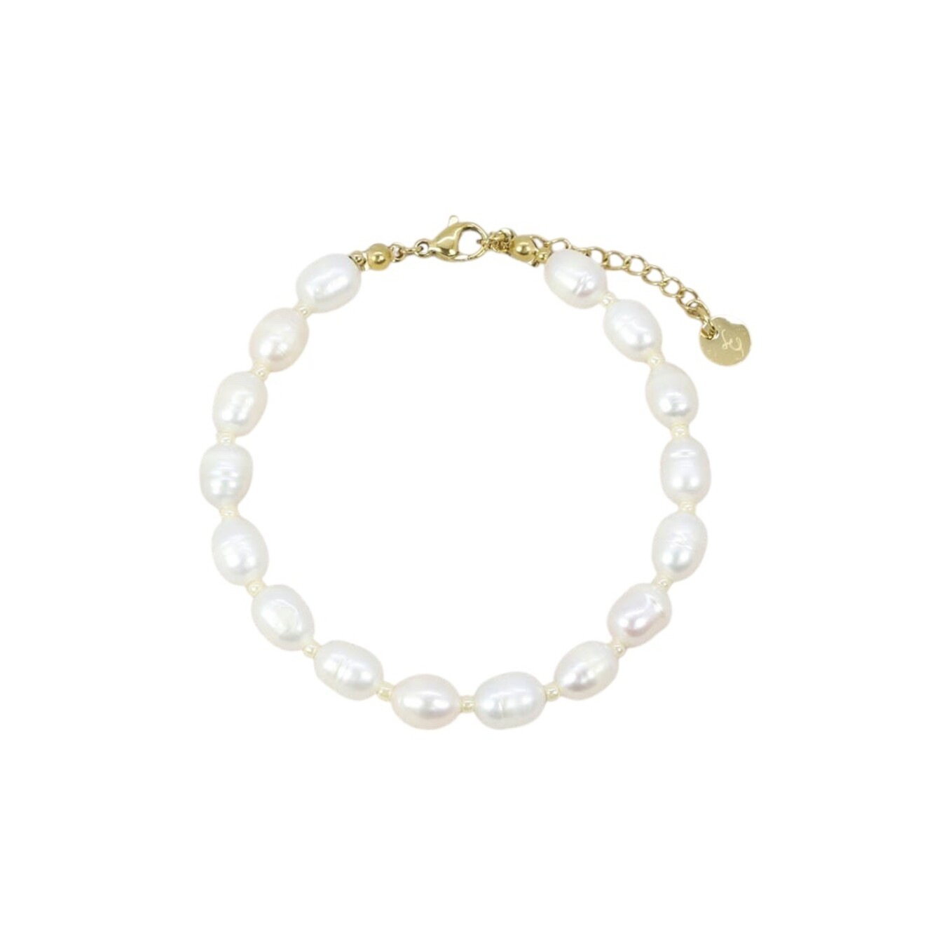 Lara zoetwaterparel armband goud