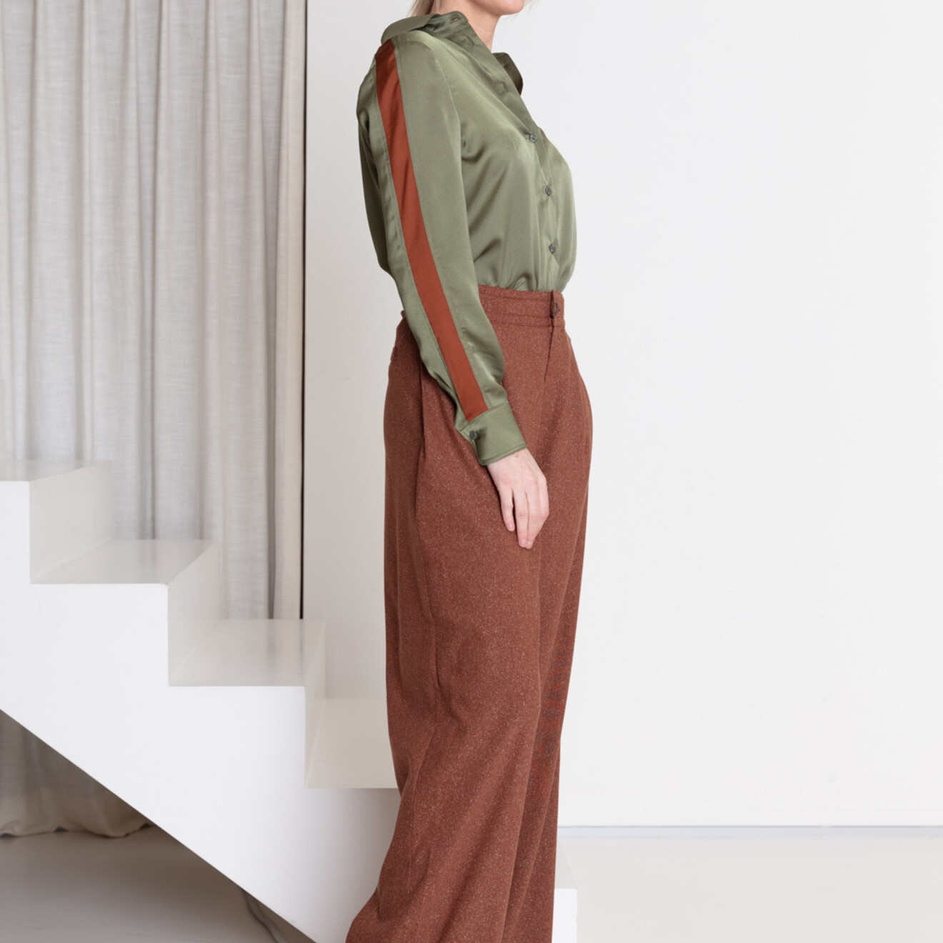 Diddy broek hoge taille roest