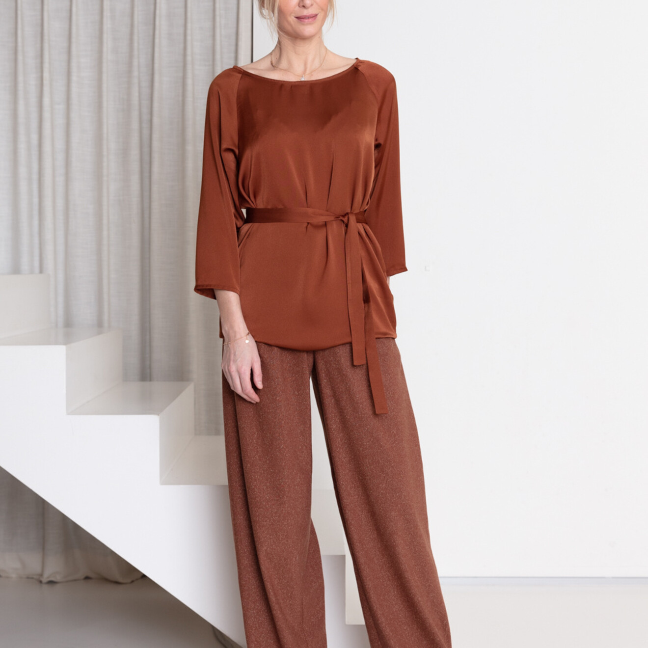 Diddy broek hoge taille roest