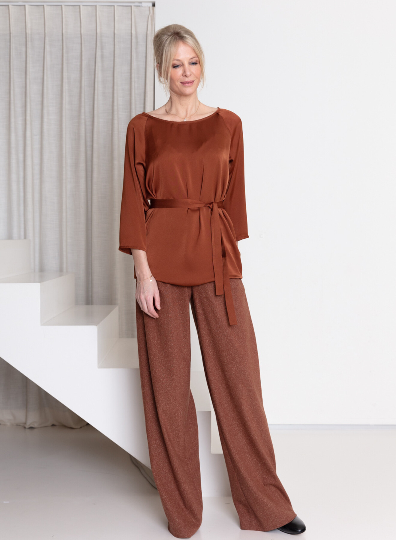 Diddy broek hoge taille roest