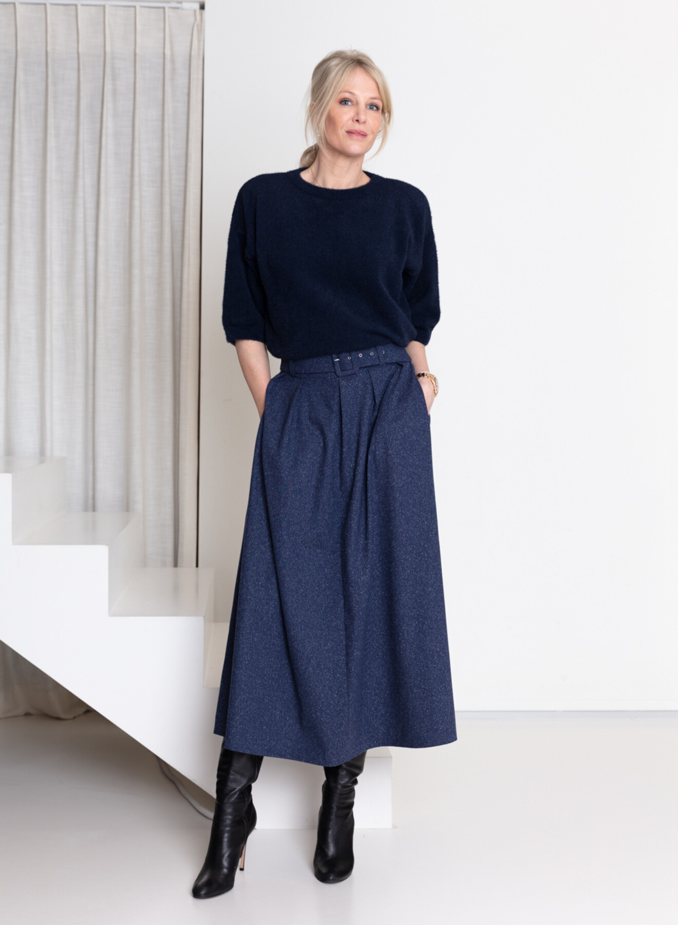 Lisa brushed knit top navy