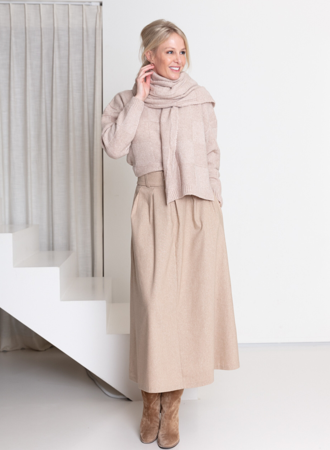 Roxy taillerok met riem crème