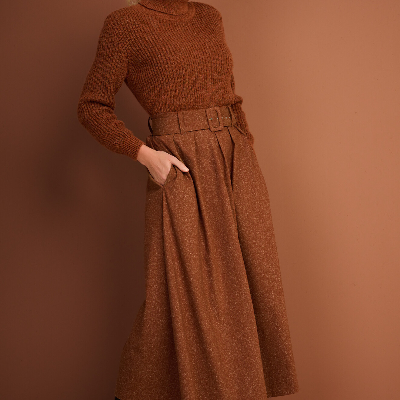 Roxy taillerok met riem roest