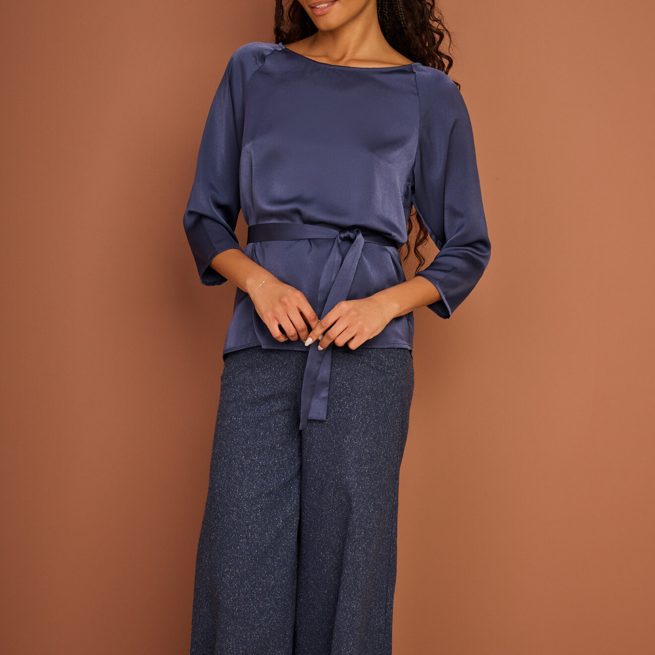 Nathalie blouse boothals navy