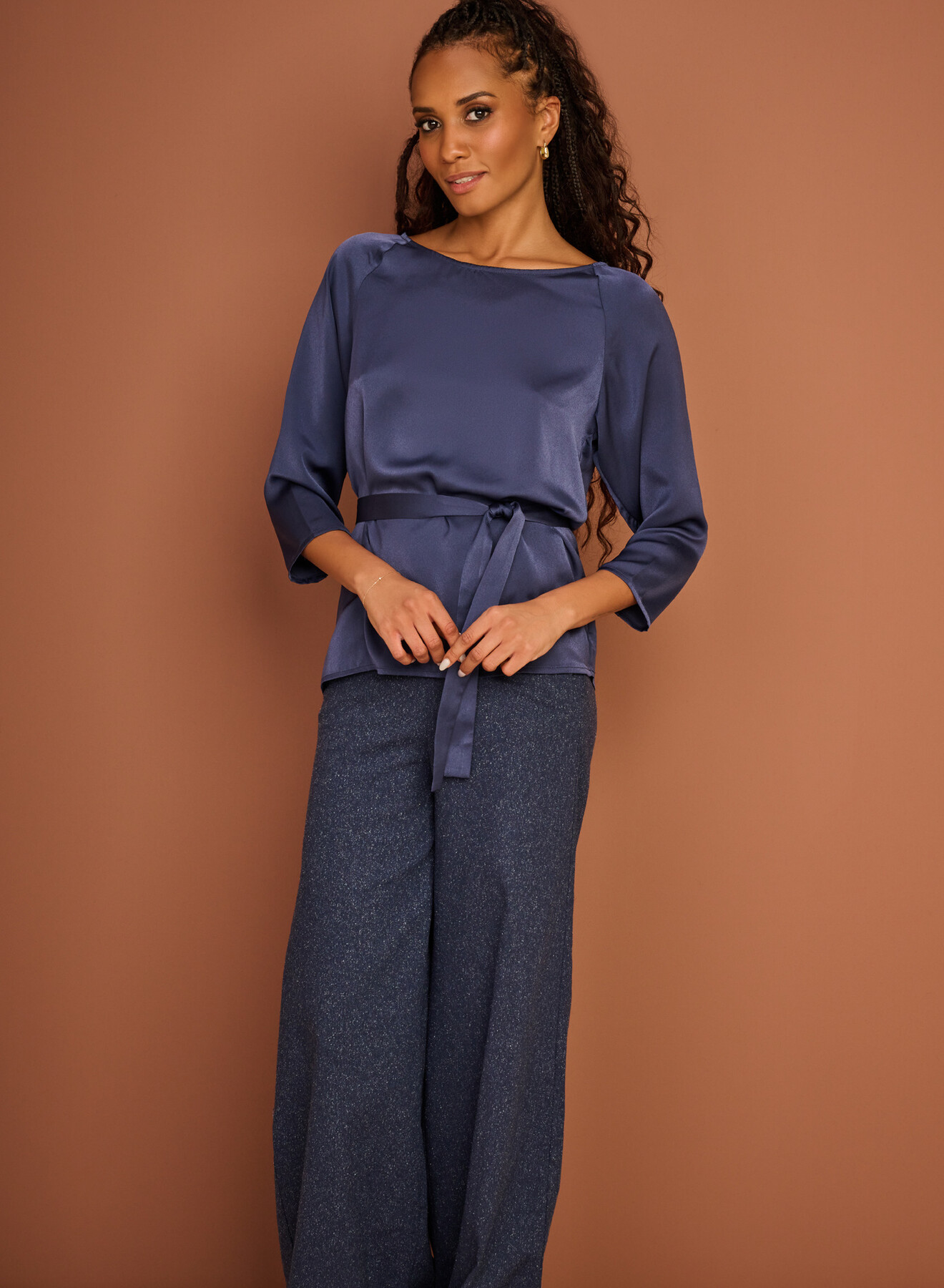 Nathalie blouse boothals navy