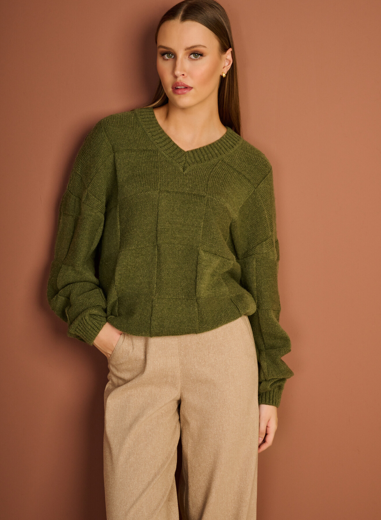Luta losse broek met rekker crème