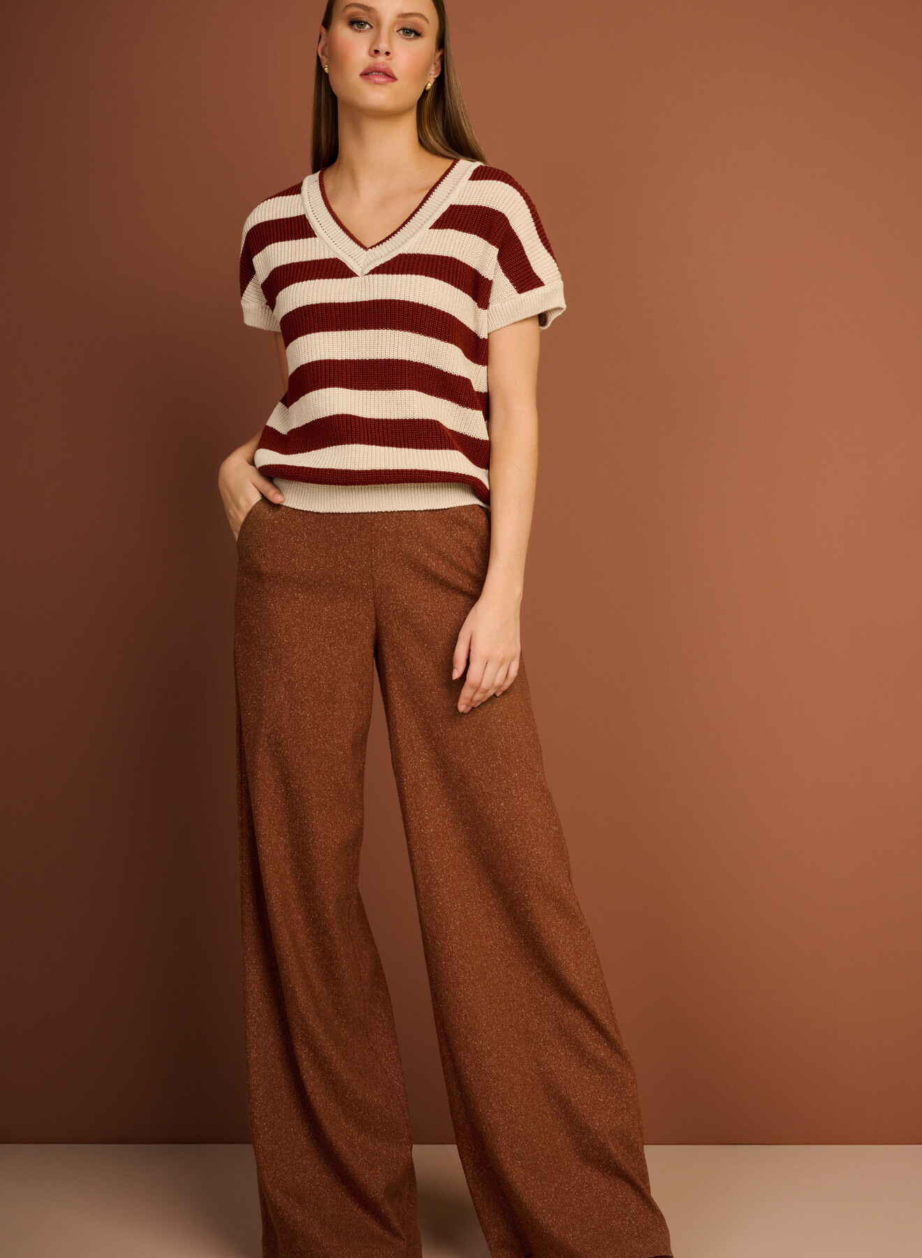 Diddy broek hoge taille roest