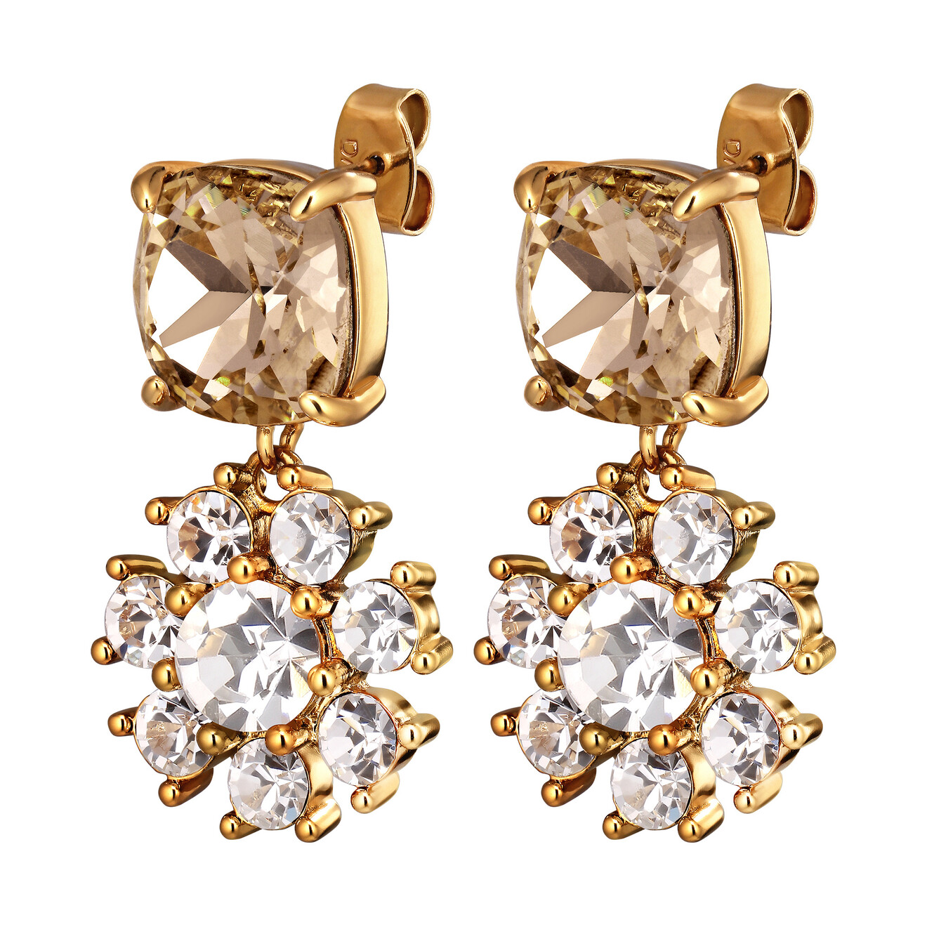 Poppy oorbellen goud kristal