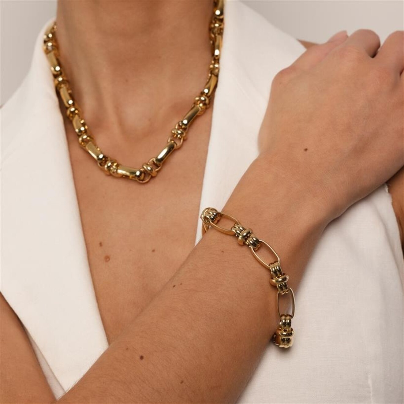Sienna smal chain armband goud