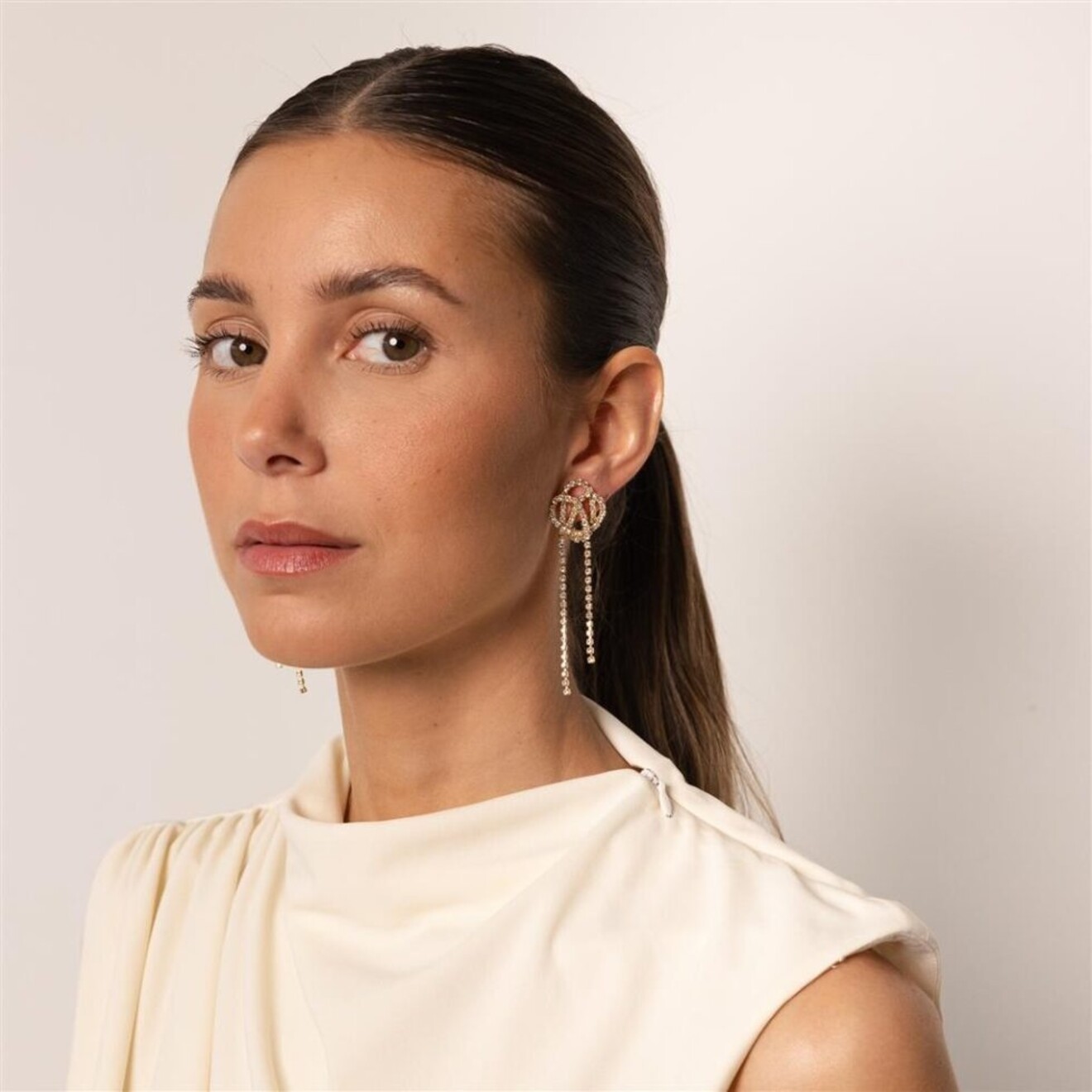 Amore chains lange oorbellen strass