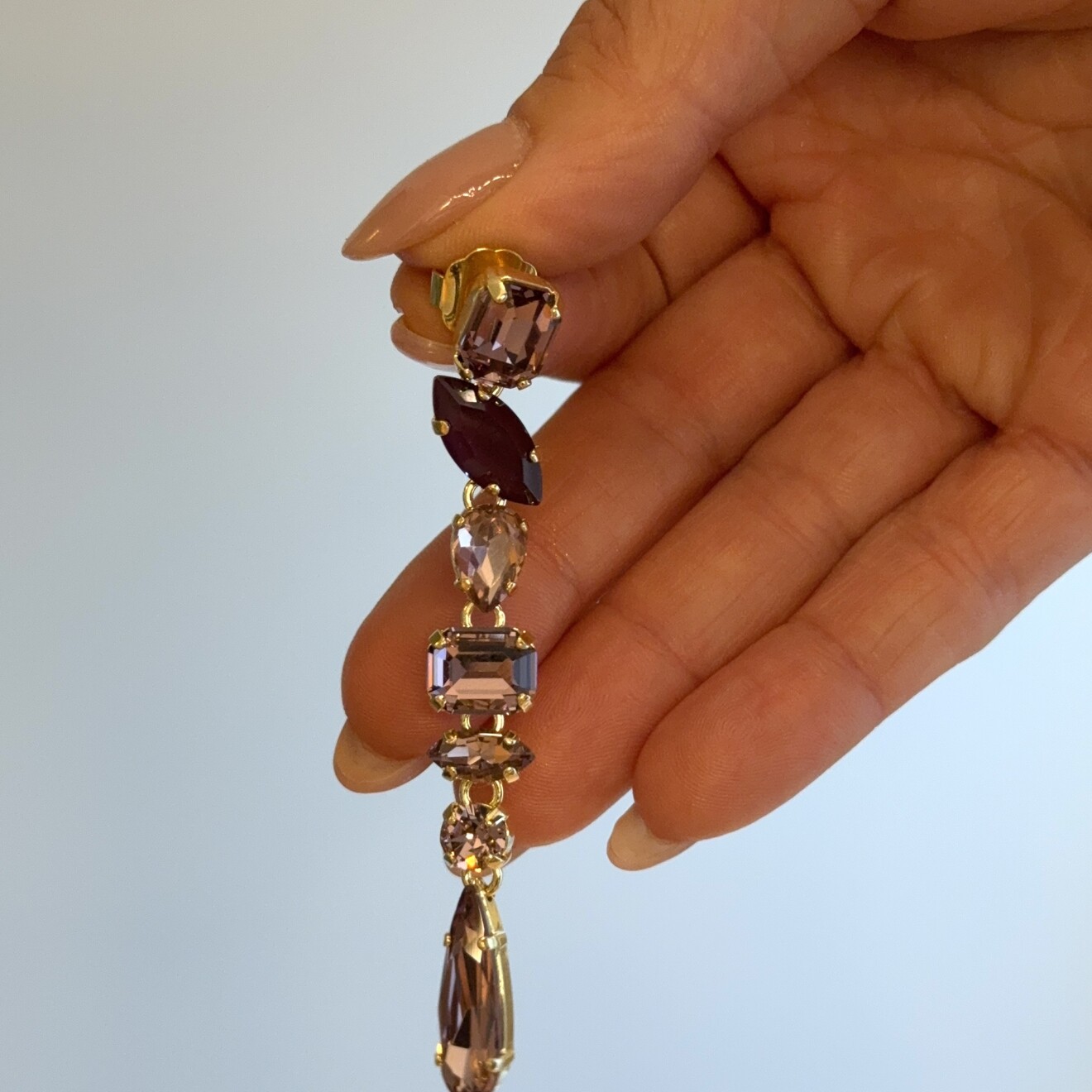 Ariël lange oorbellen paars mix