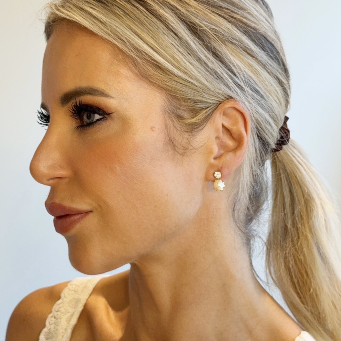 Maren stud oorbellen parel goud