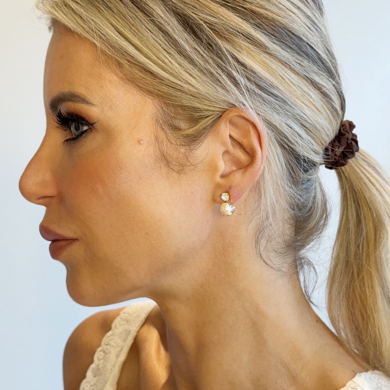 Maren stud oorbellen parel goud