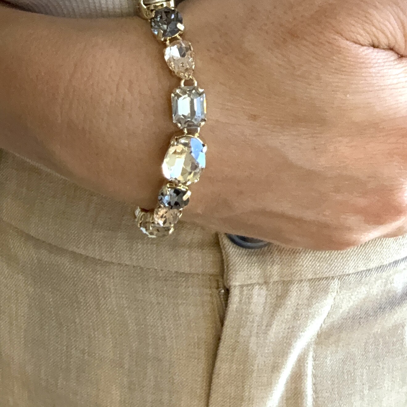 Andrea armband grijs & amber mix