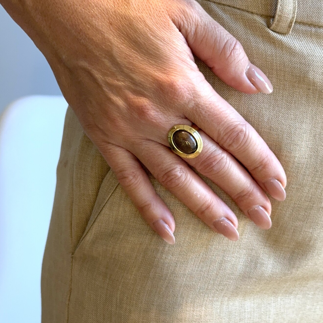 Marley vintage aanpasbare ring bruin goud