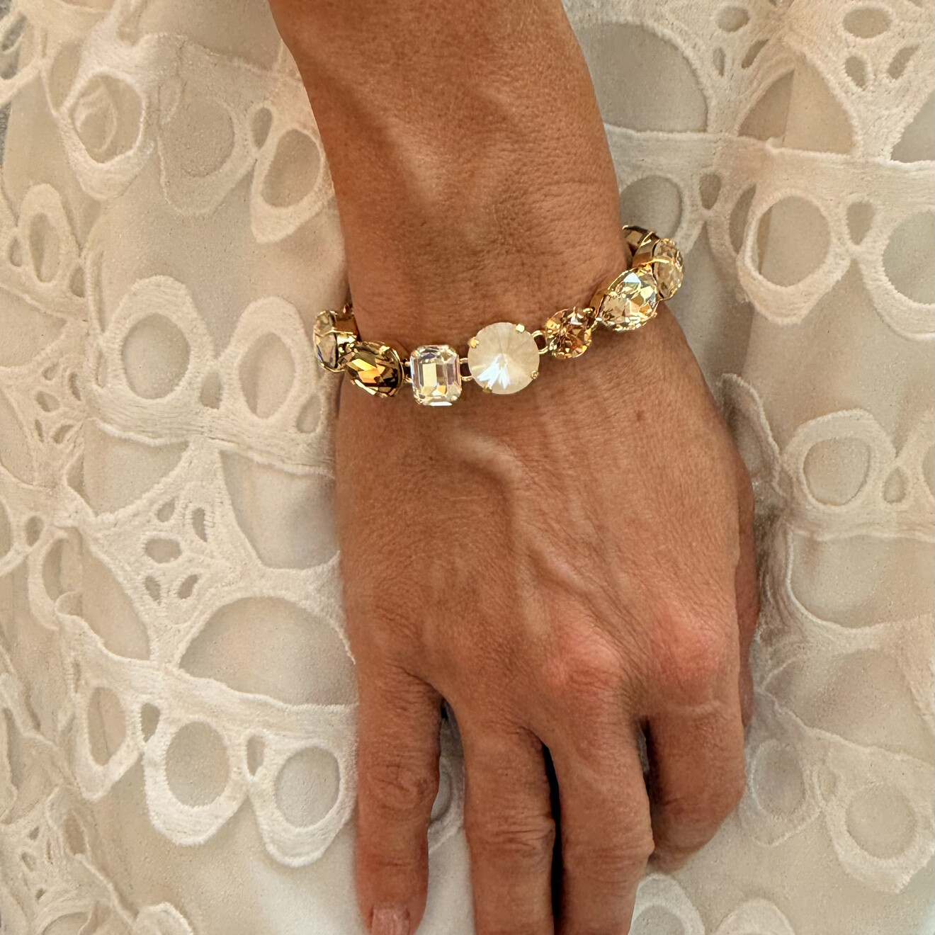 Charlotte champagne mix armband goud