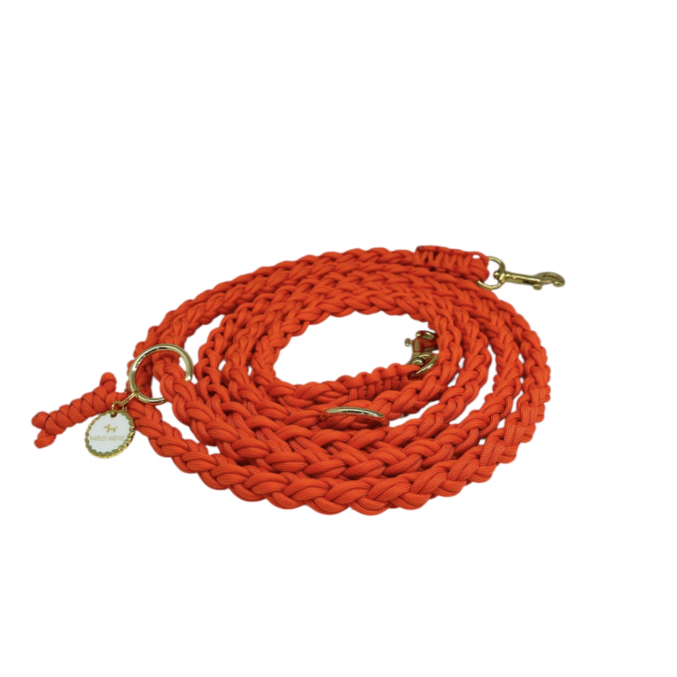 Gevlochten hands free leiband fire orange L