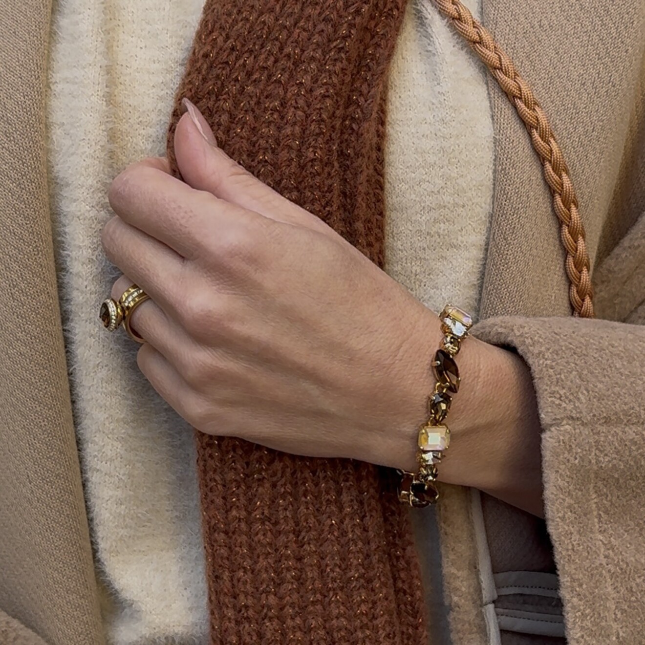 Ariël armband bruin mix goud