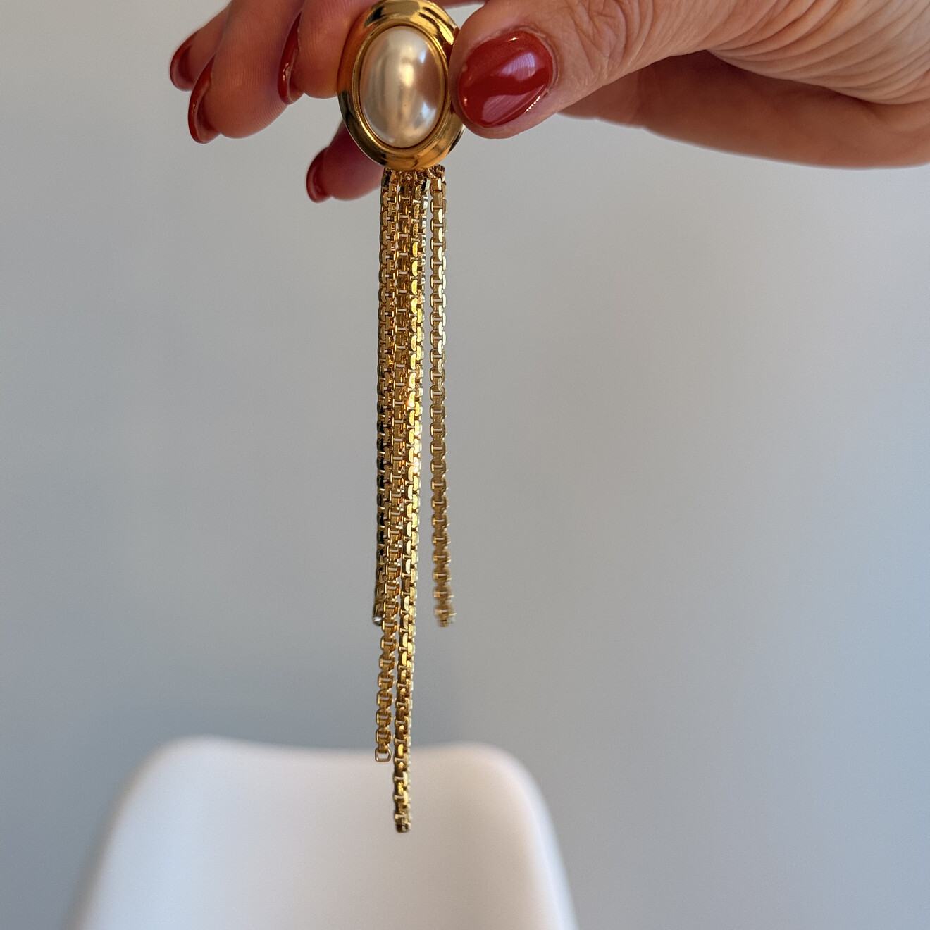 Marley vintage mother of pearl CLIPS oorbellen lang