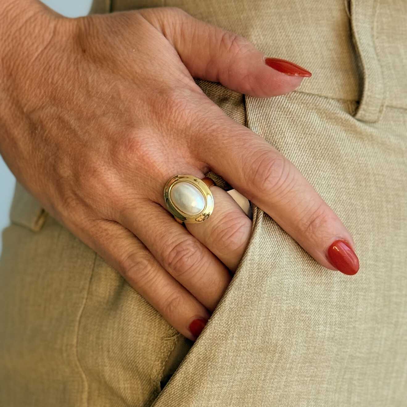 Marley vintage herstelbare ring mother of pearl