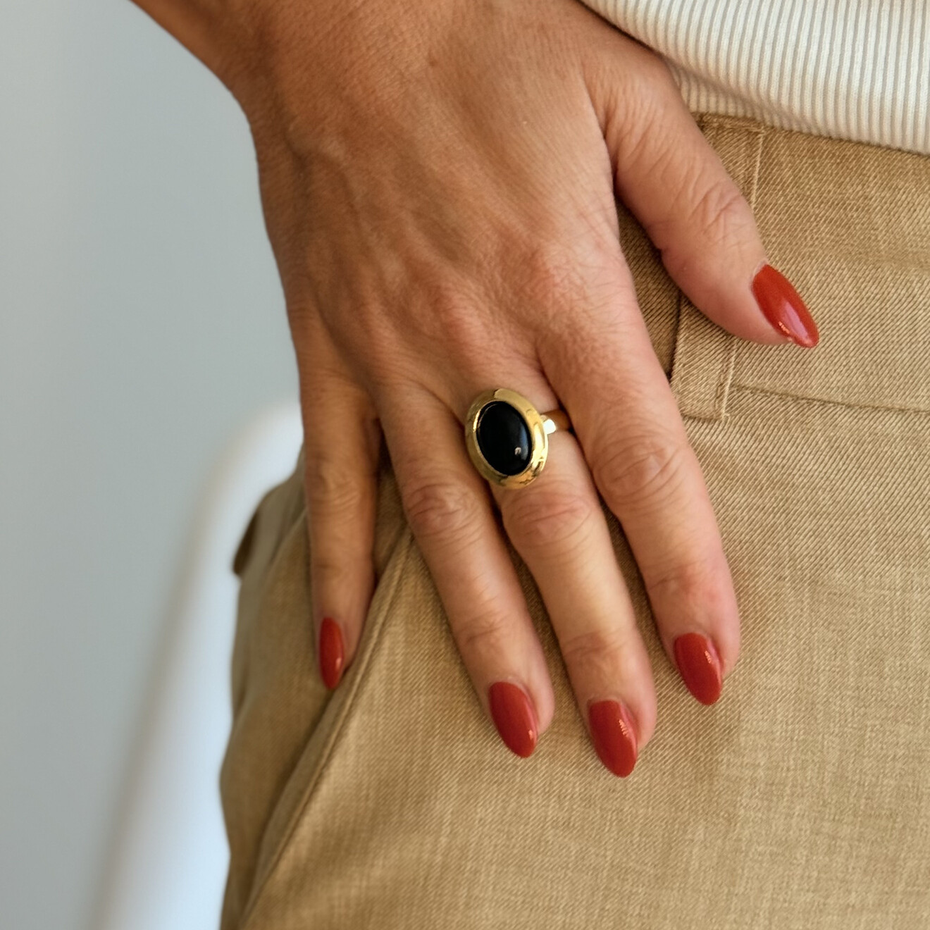Marley aanpasbare vintage ring zwart