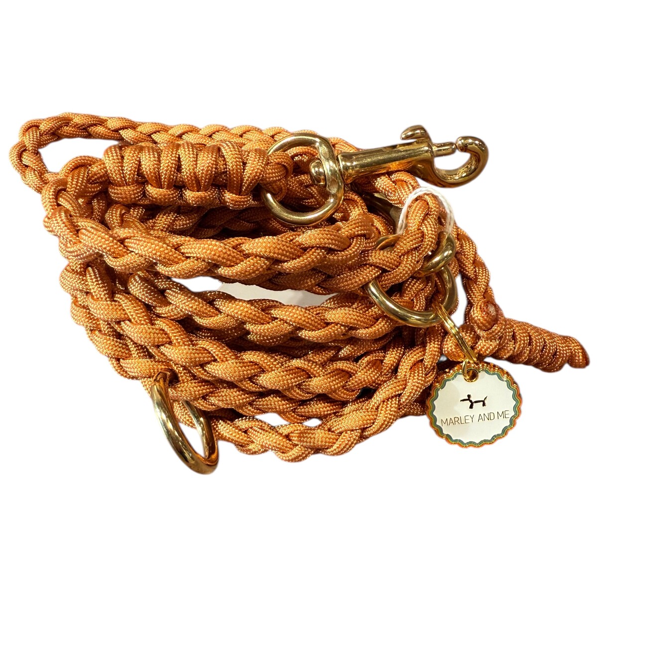 Gevlochten hands-free leiband LA Golden copper S