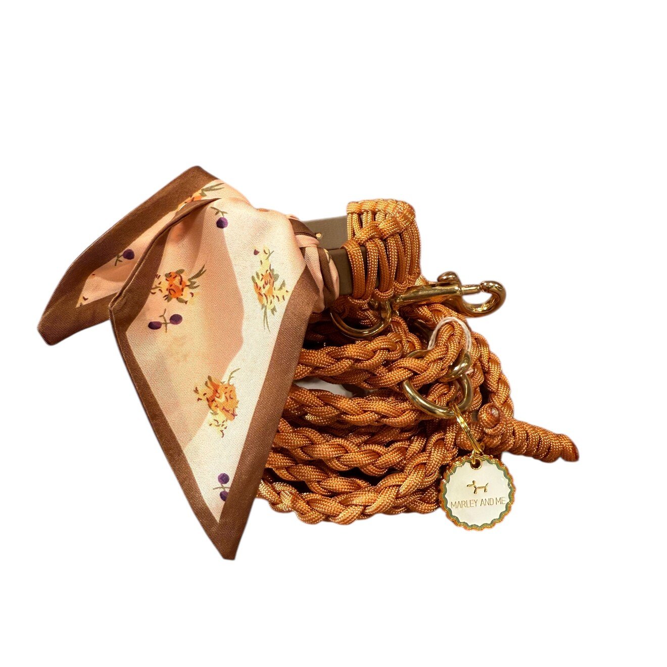 Gevlochten hands-free leiband LA Golden copper S